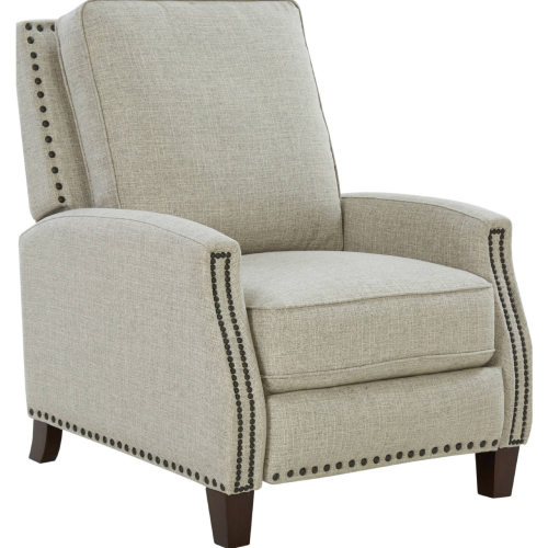 Melrose Manual Recliner in Linen Gray Fabric w/ Nailhead Trim